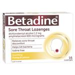 Betadine Sore Throat Lozenges Soothing Honey & Lemon Flavour 16 Pack