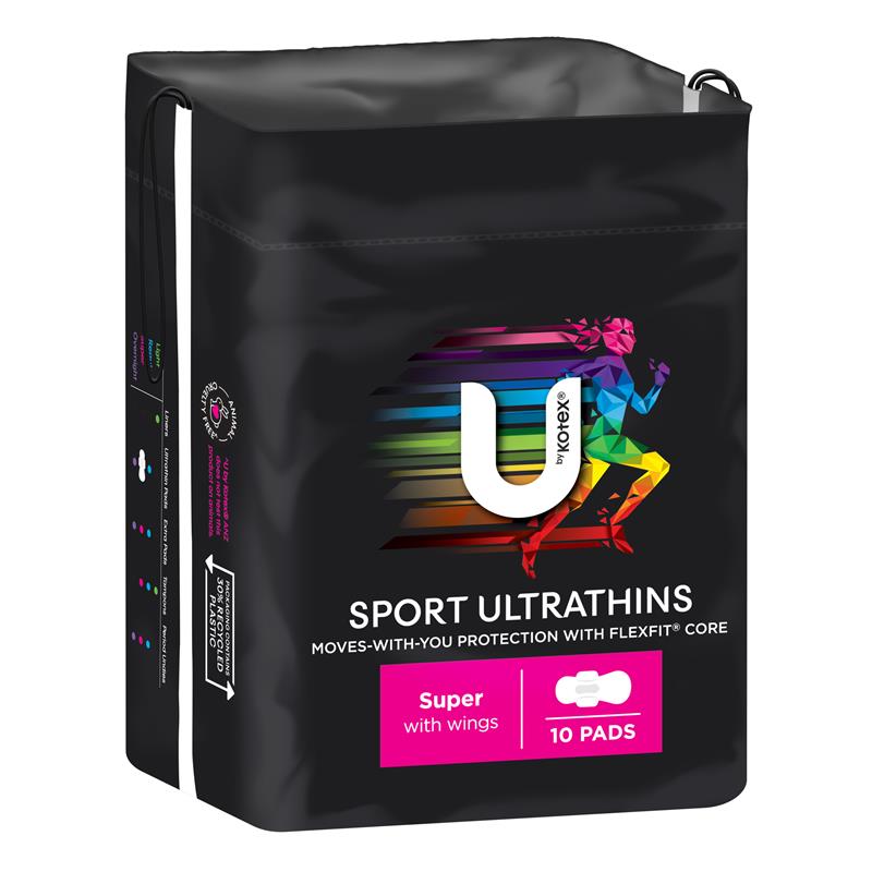 Buy U by Kotex Sport Ultrathins Pads Super 10 Pack Online at Chemist  Warehouse®