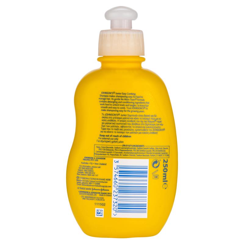 Buy Johnsons Junior Shampoo Easy Comb 250ml Online at Chemist Warehouse®