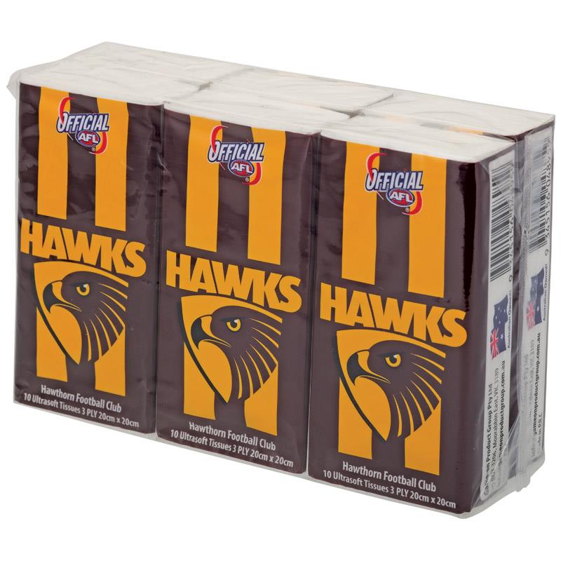 AFL Pocket Tissues Hawthorn 6 Pack