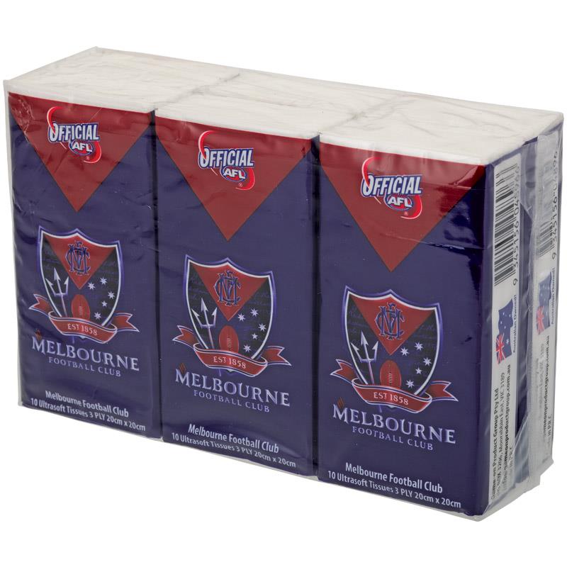 AFL Pocket Tissues Melbourne 6 Pack