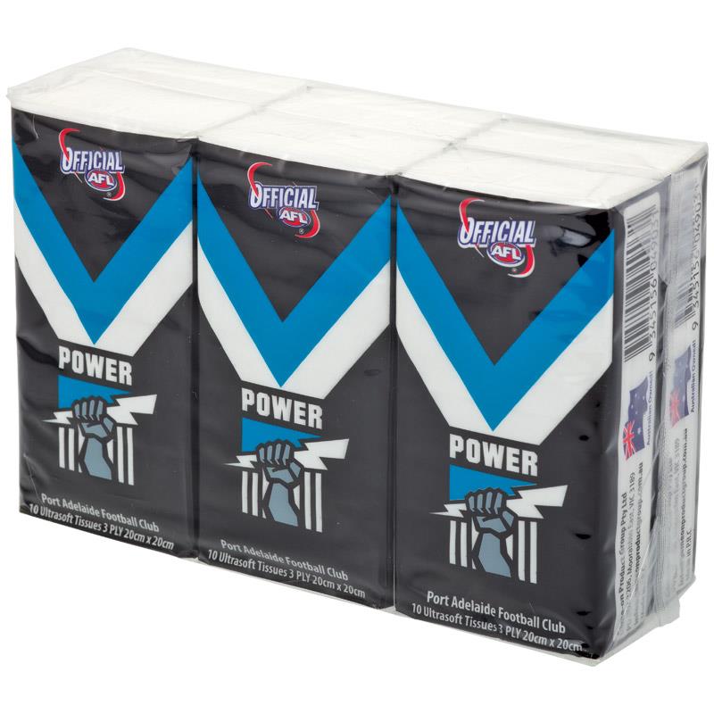 AFL Pocket Tissues Port Adelaide Power 6 Pack