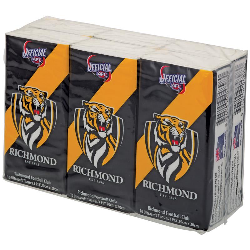 AFL Pocket Tissues Richmond 6 Pack
