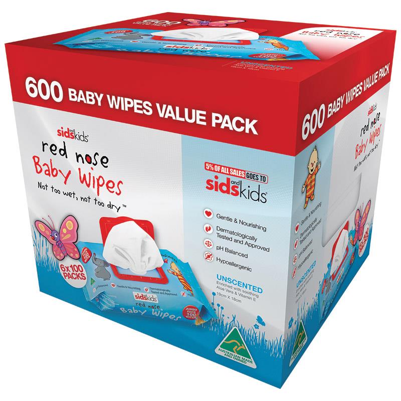 Buy SIDS and Kids Red Nose Baby Wipes Unscented 600 Wipes Online at