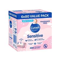Curash Babycare Fragrance Free Wipes 6 x 80