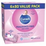 Curash Babycare Fragrance Free Wipes 6 x 80