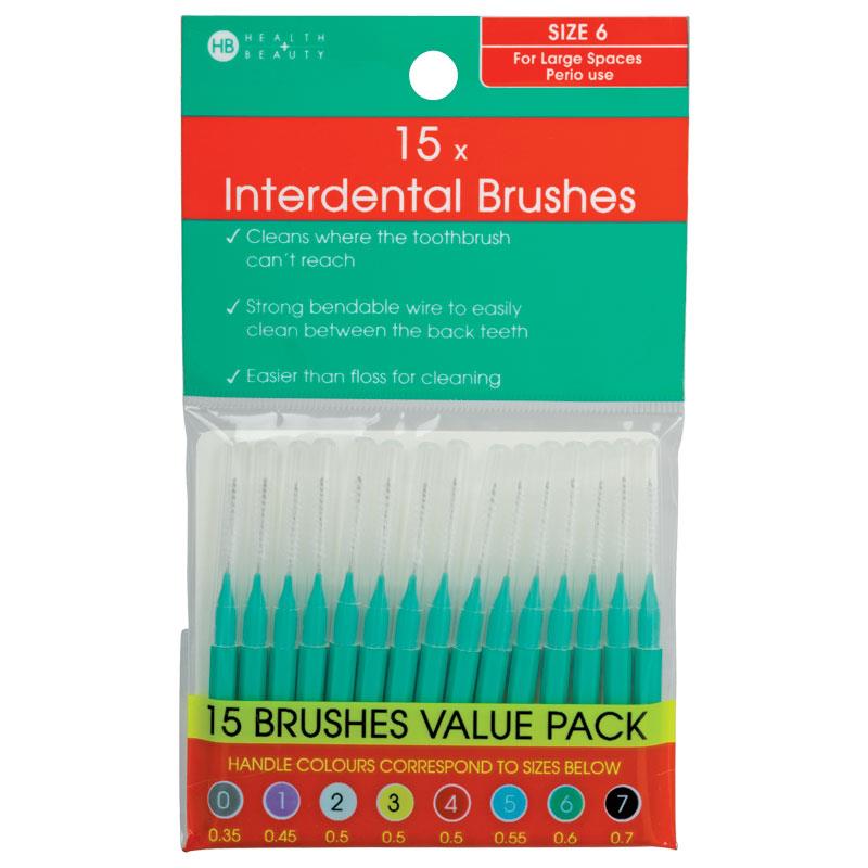 Buy Health & Beauty Interdental Brushes 15 Pieces Size 6 Online at