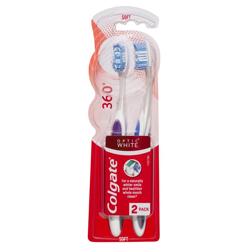 Buy Colgate 360 Optic White Platinum with 2 whitening actions Toothbrush  Soft Value 2-Pack Online at Chemist Warehouse®