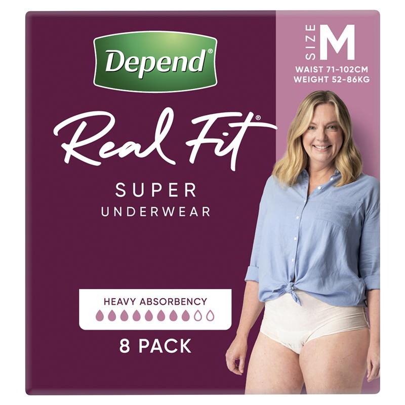 Depend Real Fit for Women Underwear - Medium 8 Pack