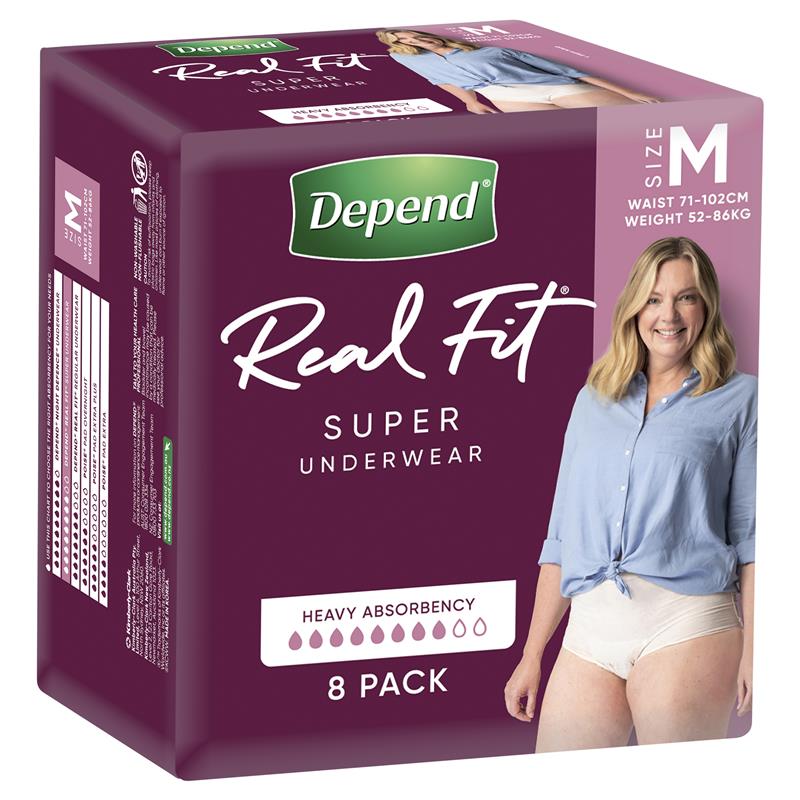 Buy Depend Women Real Fit Underwear Super Medium 8 Pack Online at Chemist  Warehouse®
