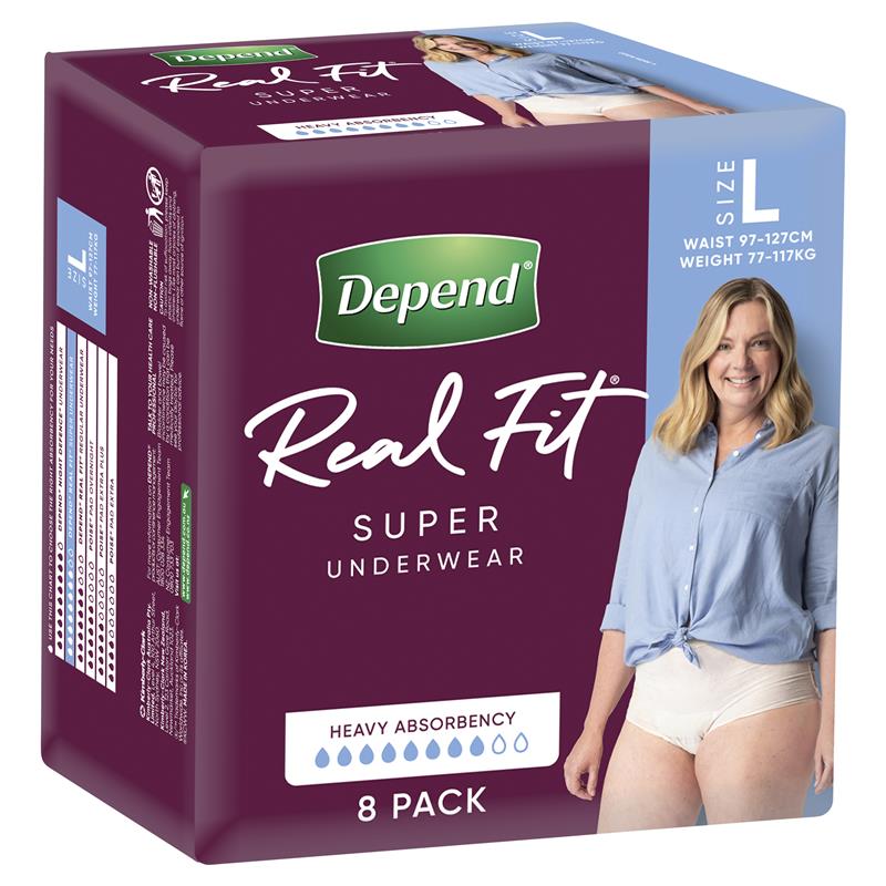 Buy Depend Women Real Fit Underwear Super Large 8 Pack Online at Chemist  Warehouse®