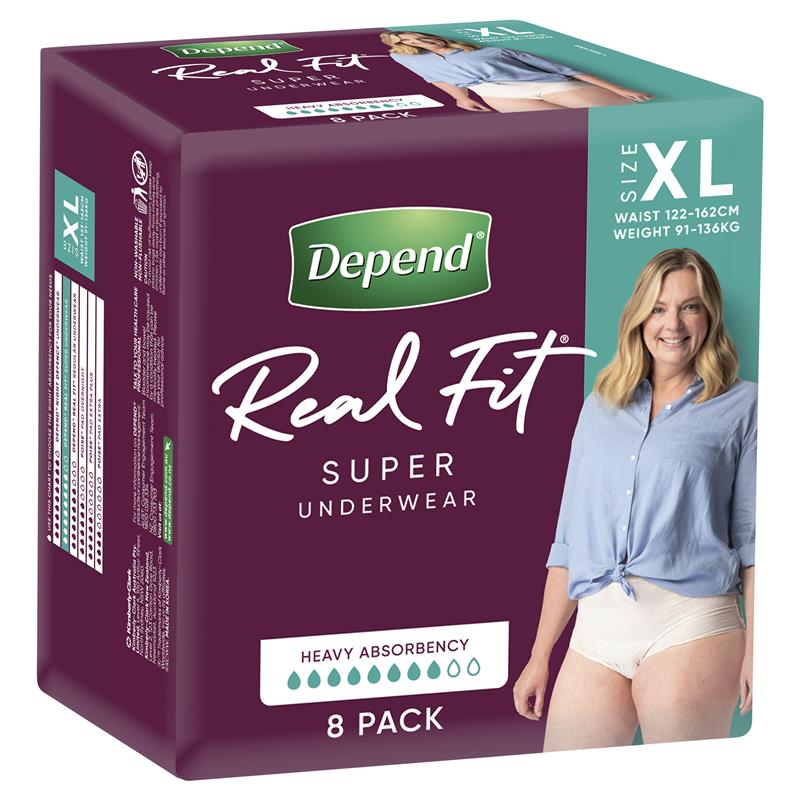 Buy Depend Women Real Fit Underwear Super Extra Large 8 Pack