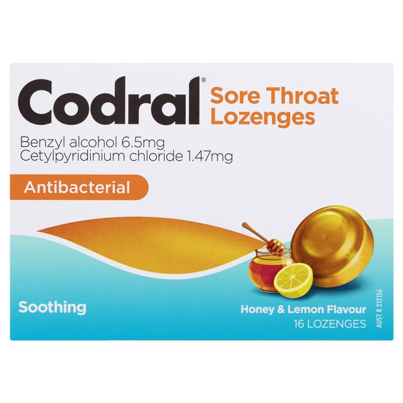 Buy Codral Sore Throat Lozenges Antibacterial 16 Pack Online at Chemist