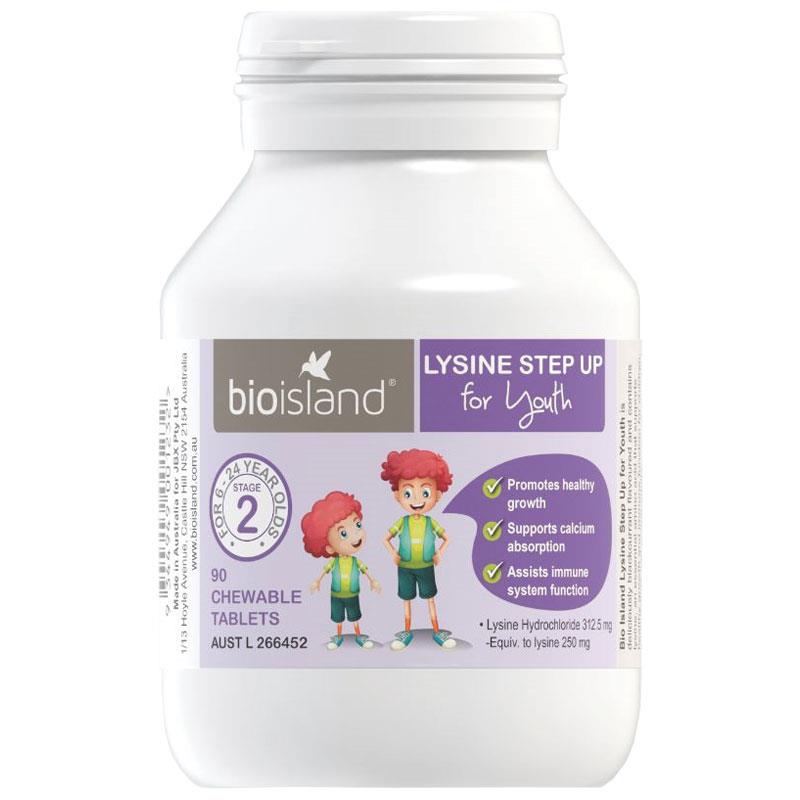 Buy Bio Island Lysine Step Up for Youth 90 Chewable Tablets Online at