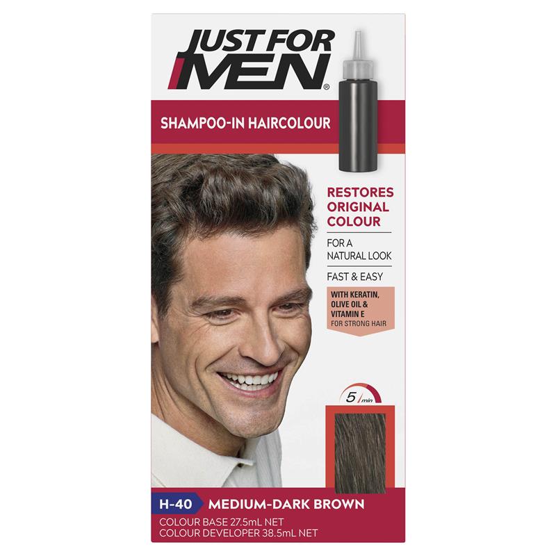 Buy Just for Men Hair Colour 40 Medium Dark Brown Online at Chemist  Warehouse®