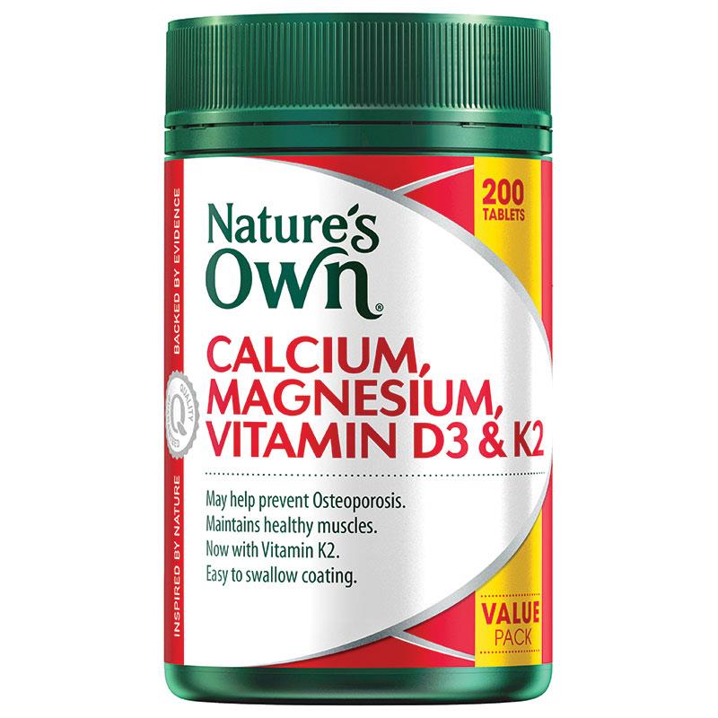 Buy Nature's Own Calcium Magnesium Vitamin D3 + K2 200 Tablets