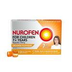 Nurofen For Children 7+ Pain and Fever Relief Chewable Capsules 100mg Ibuprofen Orange 12 pack