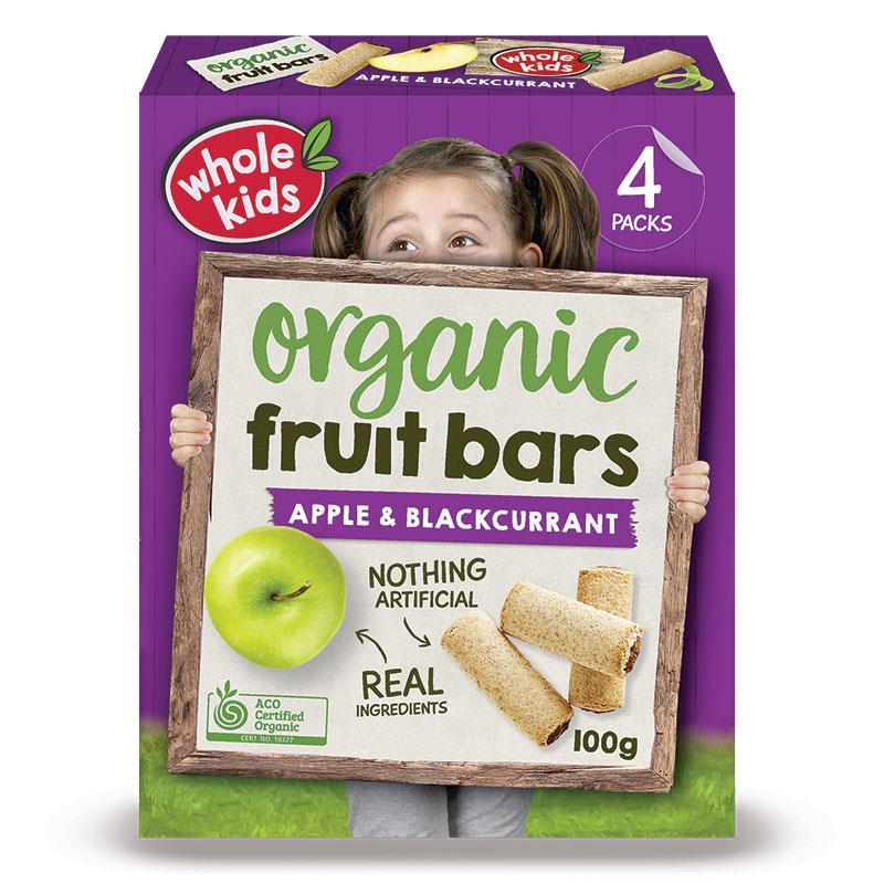 Buy Whole Kids Organic Fruit Bars Apple & Blackcurrant 25g 4 Pack