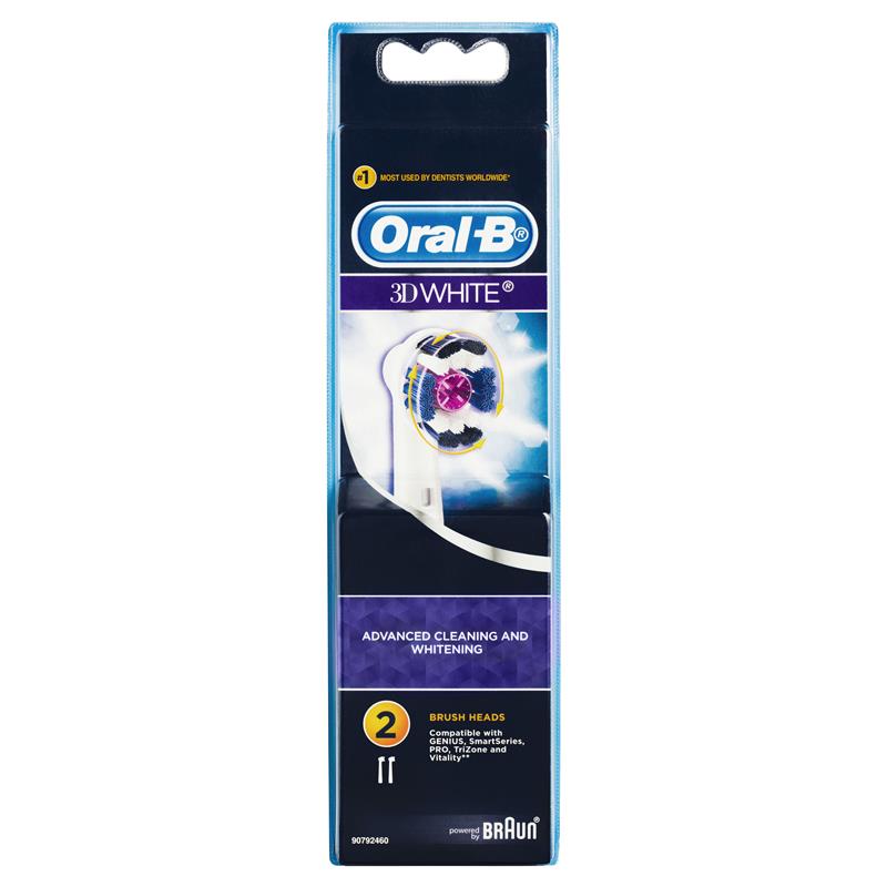 Oral B Power Toothbrush Pro 3D White Refills 2 Pack