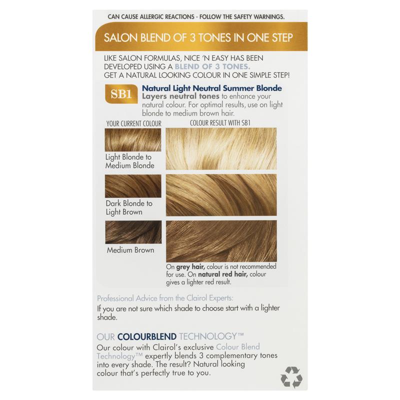 Buy Clairol Nice Easy Sb1 Natural Light Neutral Summer Blonde