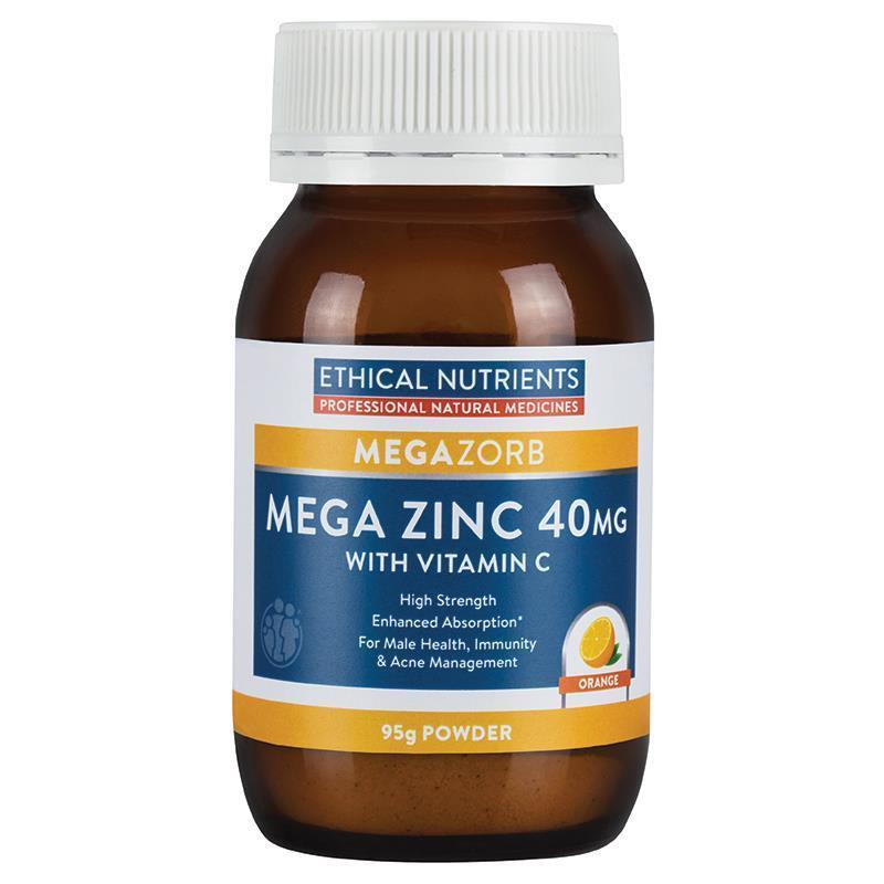 Buy Ethical Nutrients Mega Zinc Powder with Vitamin C 95g Orange Online