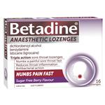 Betadine Sore Throat Lozenges Anaesthetic Berry Flavour 16 Pack