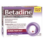 Betadine Sore Throat Lozenges Anaesthetic Berry Flavour 36 Pack