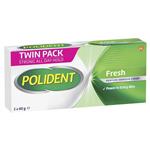 Polident Denture Adhesive Cream Fresh Mint 2x60g Pack Exclusive Size