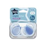 Tommee Tippee Night Time Soothers, Symmetrical Orthodontic Design, BPA-Free Silicone Baglet, Includes Steriliser Box, 18-36M, Pack of 2 Dummies