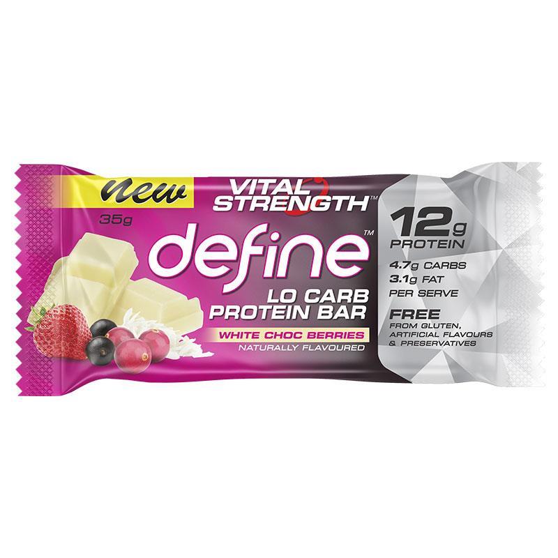 Buy Vitalstrength Define Protein Bar White Chocolate Berries 35g Online