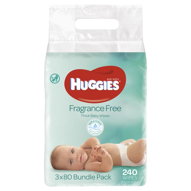 Buy Huggies Fragrance Free 3x80 Wipes Online at Chemist Warehouse®