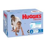 Huggies Ultra Dry Nappies Boy Size 4 Jumbo 72 Pack