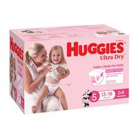 Huggies Ultra Dry Nappies Girl Size 5 Jumbo 64 Pack