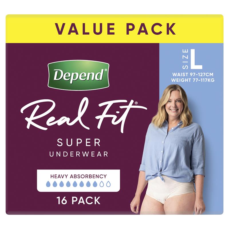 Buy Depend Women Real Fit Underwear Super Large 16 Bulk Pack