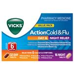Vicks Action Cold and Flu Day and Night Relief 48 Tablets