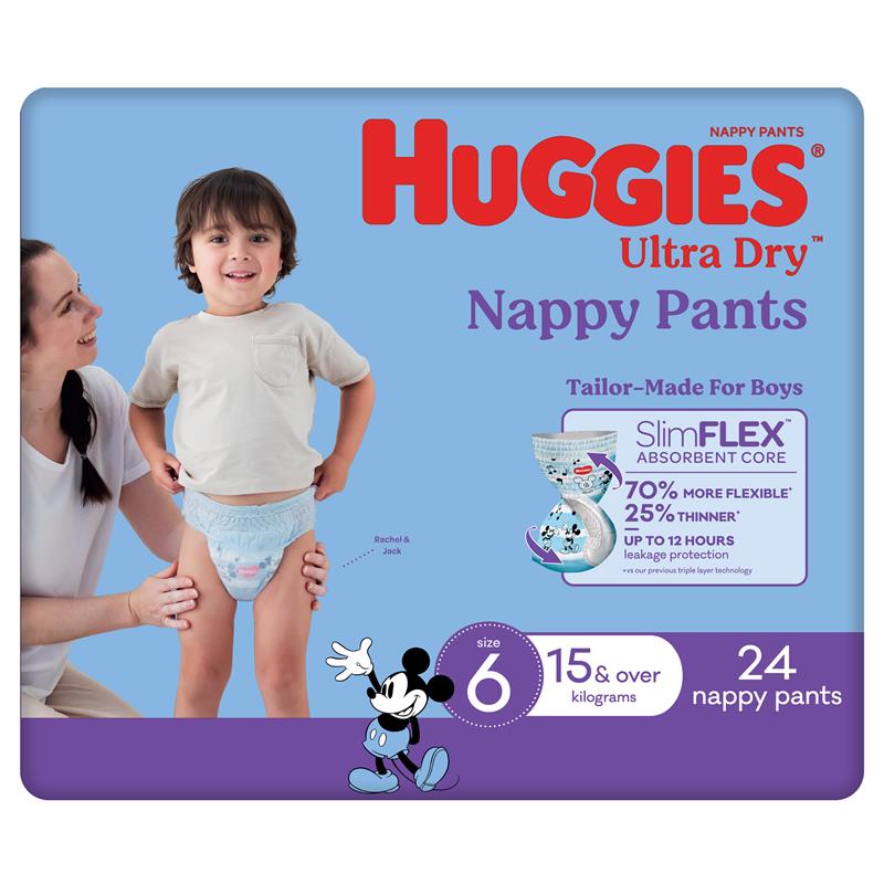 Huggies Ultra Dry Nappy Pants Size 6 15kg & Over Boy 24 Pack