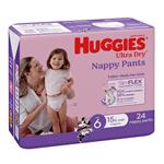 Huggies Ultra Dry Nappy Pants Size 6 15kg & Over Girl 24 Pack