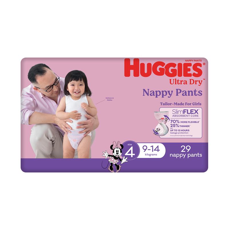 Buy Huggies Ultra Dry Nappy Pants Size 4 9-14kg Girl 29 Pack Online at  Chemist Warehouse®