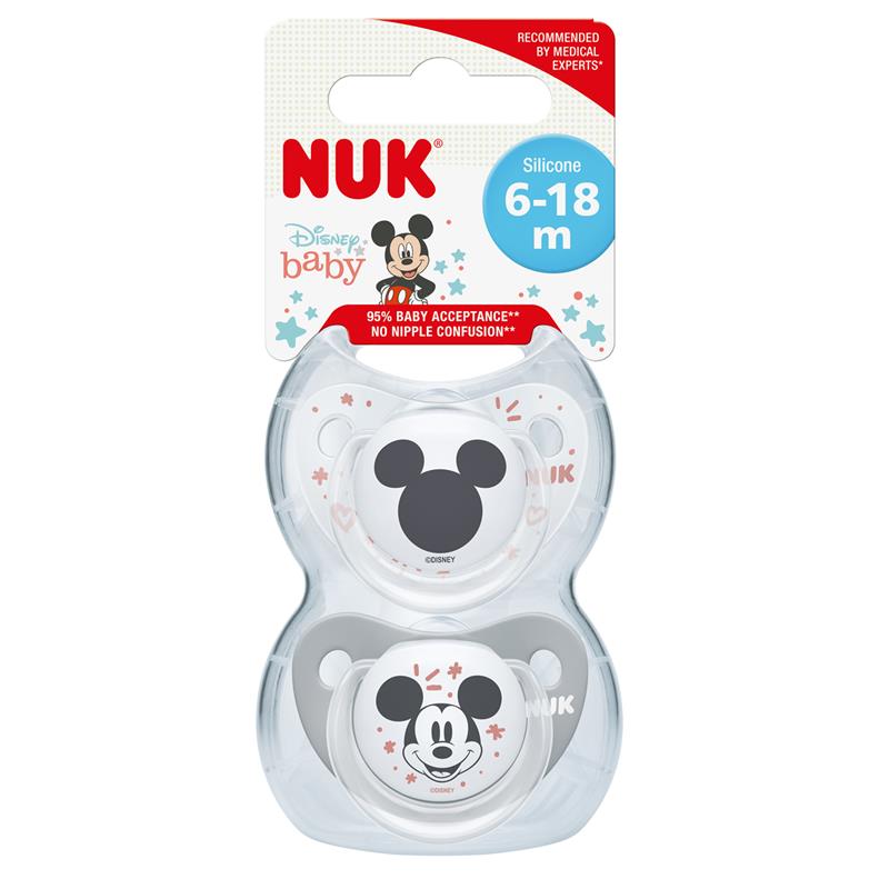 NUK 6-18 Months 2 Pack Disney “Minnie Mouse” Red & White Orthodontic  Pacifiers