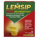 Lemsip Max with Decongestant Lemon 10pk Cold and Flu Hot Drink 