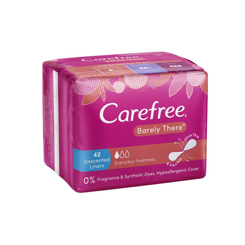 Buy Carefree Barely There Unscented Panty Liners 42 Pack Online at Chemist  Warehouse®