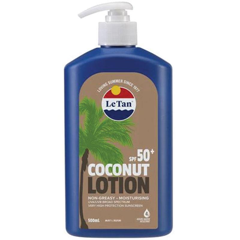 Korrupt bevægelse Analytisk Buy Le Tan SPF 50+ Coconut Sunscreen Lotion 500ml Online at Chemist  Warehouse®
