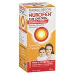 Nurofen For Children 3 months - 5 years Pain and Fever Relief 100mg/5mL Ibuprofen Strawberry 50mL
