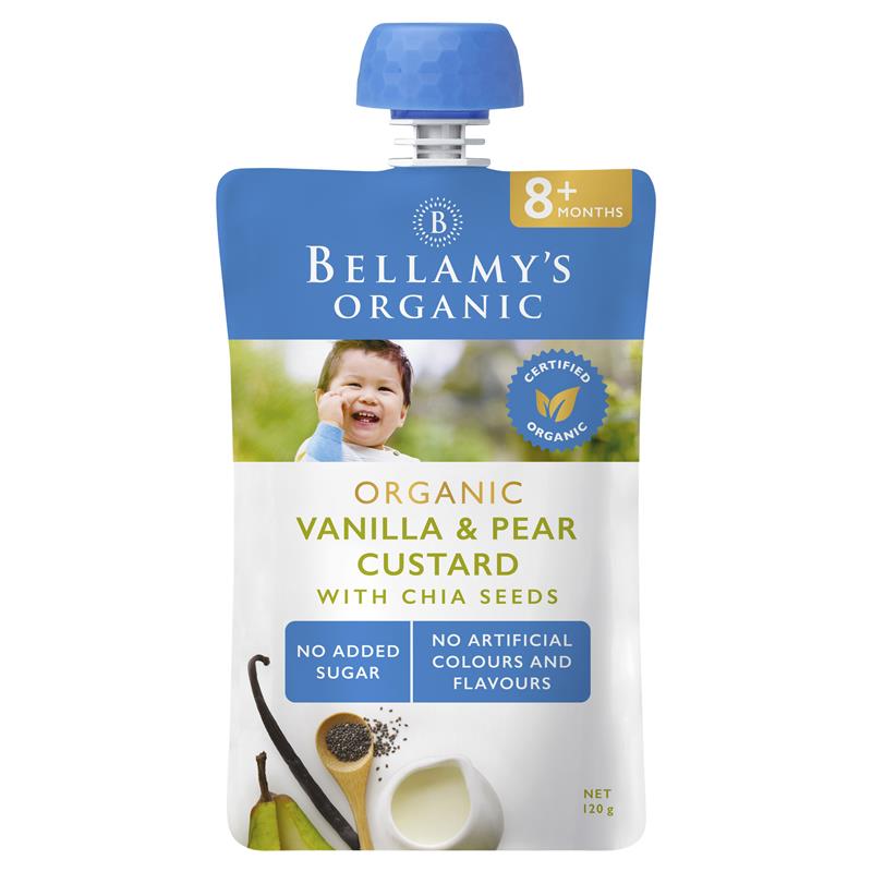 Bellamy's Organic Vanilla & Pear Custard with Chia Seeds 120g
