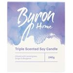 Byron Home Triple Scented Soy Candle Lemongrass Ginger & Bergamot