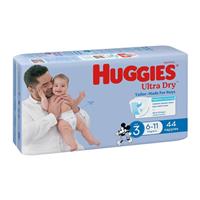 Huggies Ultra Dry Nappies Size 3 Boy 6-11kg Bulk 44 Pack