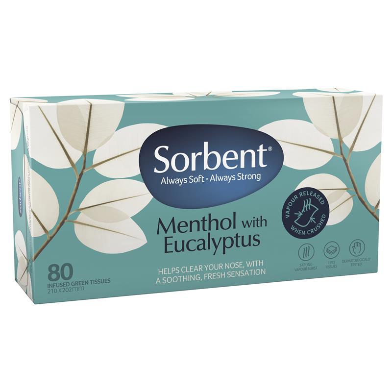 Buy Sorbent Facial Tissues Menthol with Eucalyptus 80 Pack Online at