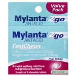 Mylanta 2Go Antacid FastChews Tablets Mint 3 x 8 Pack
