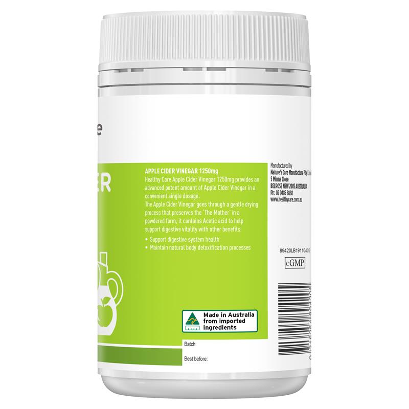 Buy Healthy Care Apple Cider Vinegar 1250mg 120 Tablets Online at