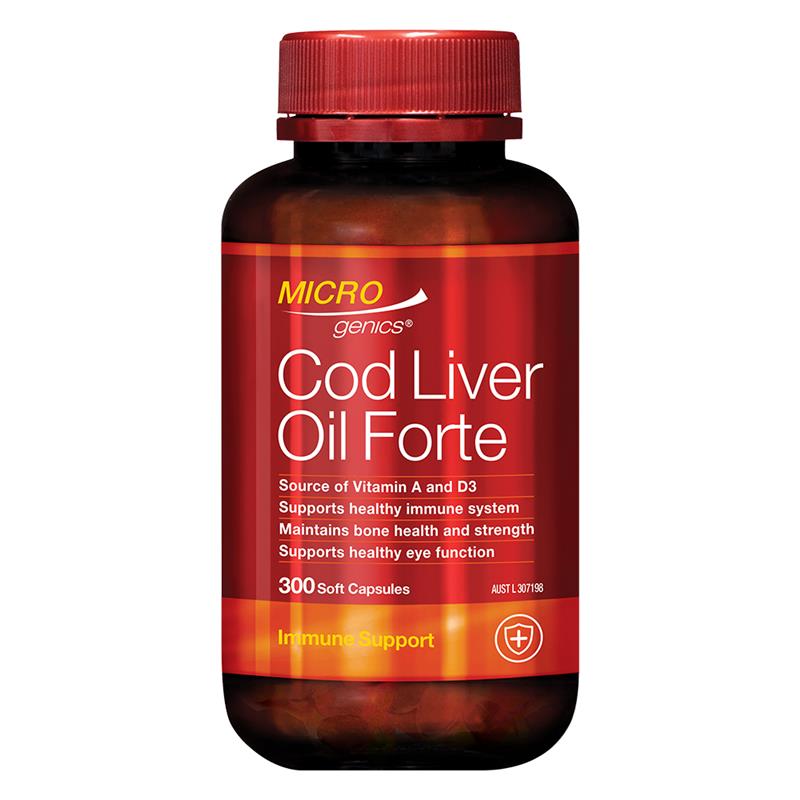 Microgenics Cod Liver Oil Forte 250mg 300 Capsules